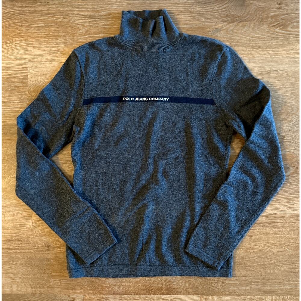 Polo Jeans Co Ralph Lauren Turtleneck Sweater Charcoal S Y2K Preppy